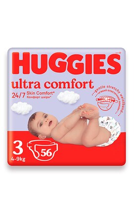 HUGGIES ULTRA COMFORT-Підгузки дитячі Huggies Ultra Comfort розмір 3 4-9 кг 56 шт-5029053567570-