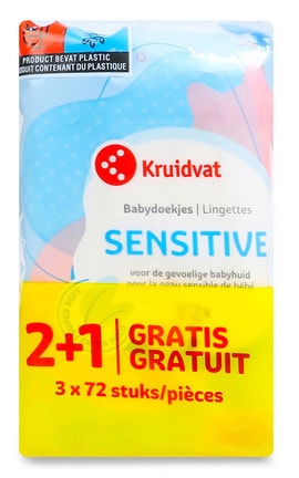 KRUIDVAT-Детские салфетки влажные Kruidvat Sensitive 3х72 шт-8717333688523-