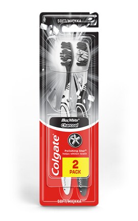 COLGATE-Зубная щетка мягкая Colgate Max White Charcoal 2 шт-8718951382602