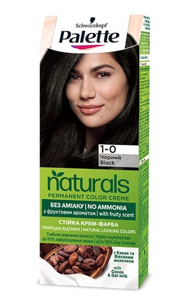 PALETTE NATURALS-Крем-краска стойкая без аммиака для волос Palette Naturals 1-0 Черный 1 шт-3838824171562-