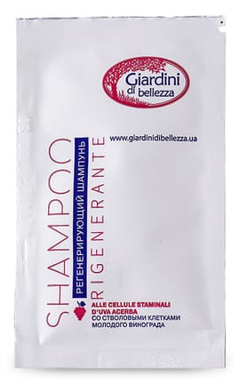 GIARDINI DI BELLEZZA-Шампунь для волосся Giardini di bellezza регенеруючий зі стовбуровими клітинами молодого винограду 10 мл-8019653032834-