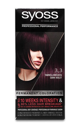 SYOSS SALONPLEX-Крем-краска для волос устойчивая Syoss Permanent Coloration оттенок 3_3 темно-фиолетовый 1 шт-9000100632966-