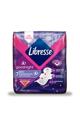 LIBRESSE-Прокладки жіночі гігієнічні Libresse Maxi, нічні, 7 шт-7322540823356-