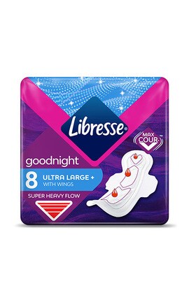 LIBRESSE-Прокладки жіночі гігієнічні Libresse Ultra Goodnight Large нічні 8 шт-7322540960235-