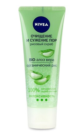 NIVEA-Скраб для лица Nivea 75 мл Очищение и сужение пор с био-алоэ вера для комбинированной кожи матовый рисовый 75 мл-4005900655370-