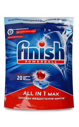 FINISH-Таблетки для посудомийних машин Finish Powerball All in 1 Max без фосфатні 20 шт-5900627090215-
