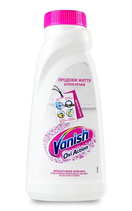 VANISH-Засіб для видалення плям та вибілювач рідкий для тканин Vanish Oxi Action Кришталева Білизна без хлору 450 мл-5949031308998-