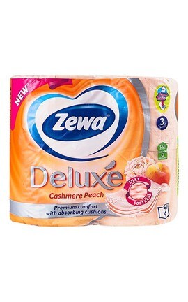 ZEWA-Туалетная бумага Zewa Deluxe Cashmere Peach с ароматом персика, трехслойная 4 шт-9011111035769-