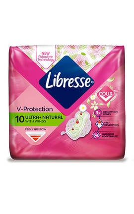 LIBRESSE-Прокладки женские гигиенические Libresse Ultra and Natural 10 шт-7322540344059-