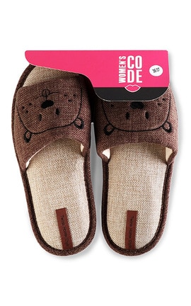 WOMEN'S CODE-Капці відкриті домашні з вишивкою рогожка Women's Code №9013 36-37 brown-4820182037269-