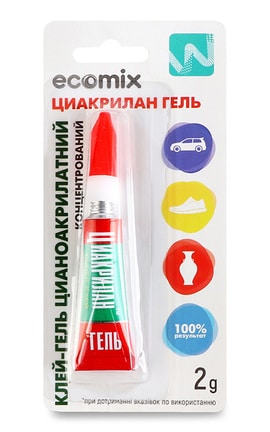 ECOMIX-Клей-гель цианоакрилатний концентрований Ecomix 2 г-4820052890284-