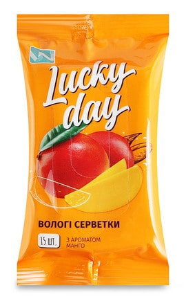 LUCKY DAY-Серветки вологі з ароматом манго Lucky Day 15 шт-4820211922818-