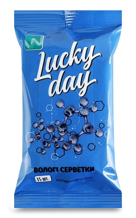 LUCKY DAY-Серветки вологі антибактеріальні Lucky Day 15 шт-4820211922801