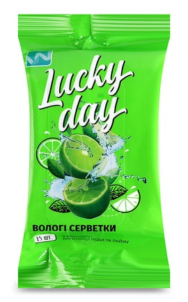 LUCKY DAY-Салфетки влажные с ароматом кокосовой воды и лайма Lucky Day 15 шт-4820211922825