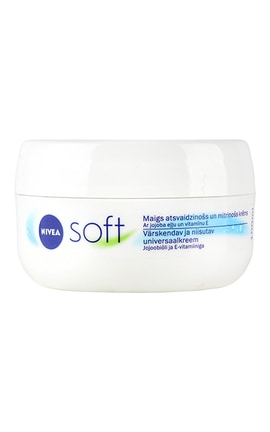 NIVEA-Крем інтенсивно зволожуючий Nivea Soft для обличчя рук і тіла з маслом жожоба і вітаміном Е 100 мл-4006000009537-