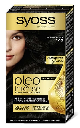 OLEO INTENSE-Краска для волос стойкая без аммиака Syoss Oleo Intense тон 1-10 глубокий черный 115 мл-9000100815277-