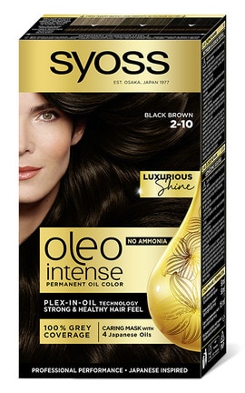 OLEO INTENSE-Краска для волос стойкая без аммиака Syoss Oleo Intense тон 2-10 черно-каштановый 115 мл-9000100815185-
