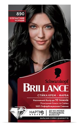 BRILLANCE-Стойкая крем-краска для волос Schwarzkopf Brillance 890 Элегантный черный 170 мл-9000101620122-