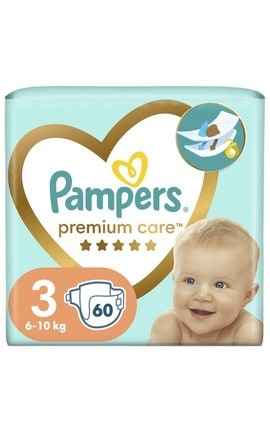 PAMPERS-Підгузки дитячі Pampers Premium Care розмір 3 6-10 кг 60 шт-4015400274780