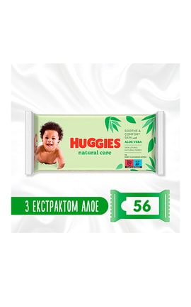 HUGGIES-Вологі серветки дитячі Huggies Natural Care 56 шт-5029053550152-