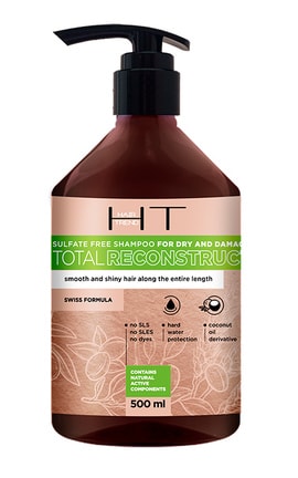 HAIR TREND-Шампунь для сухих и поврежденных волос бессульфатный Hair Trend Total Reconstruction 500 мл-4820185222976-