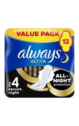 ALWAYS-Гигиенические прокладки Always Ultra Secure Night (Размер 4) 12 шт-4015400612469-