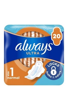 ALWAYS-Гігієнічні прокладки Always Ultra Normal (Розмір 1) 20 шт-8006540995839-