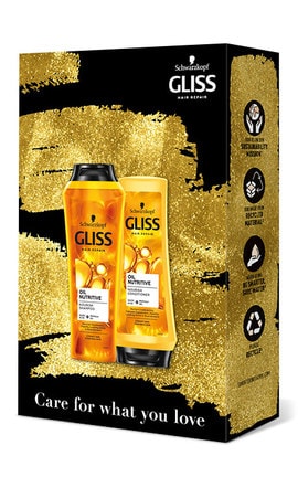 Gliss-Набор подарочный Care with Oil Nutritive Шампунь для волос Gliss 250 мл + Бальзам для волос Gliss 200 мл 1 шт-9000101731224-