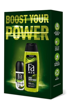 FA-Набір подарунковий Boost your power Гель для душу Fa Men 250 мл + Роликовий антиперспірант Fa Men 50 мл 1 шт-9000101731101-
