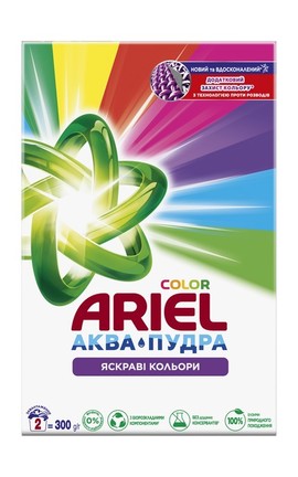 ARIEL-Стиральный порошок Ariel Аква-Пудра Яркие цвета 300 г-8006540536469-