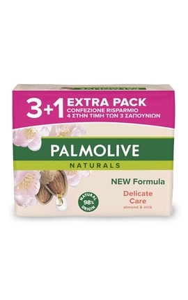 PALMOLIVE-Твердое мыло Palmolive Натурэль Миндаль и увлажнающее молочко 3+1, 90 г-8718951597594-