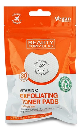 BEAUTY FORMULAS-Пилинг-диски для лица с витамином С Beauty Formulas 30 шт-5012251013741
