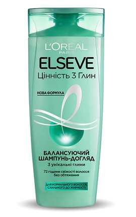 ELSEVE-Шампунь для нормальных волос склонных к жирности Elseve Ценность 3 Глин 400 мл-3600523366149-