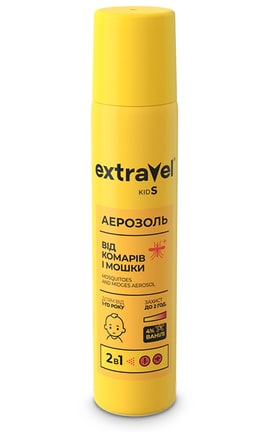 EXTRAVEL-Аэрозоль от комаров и мошек для детей от 1 года Extravel Kids, 80 мл-4820184441521-