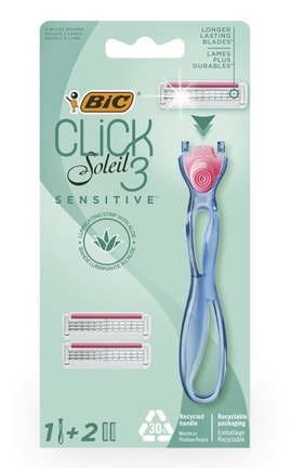BIC-Бритва для бритья Bic Click Soleil Sensitive 3 с 2 сменными картриджами-3086123644953-