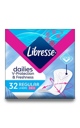 LIBRESSE-Женские прокладки ежедневные Libresse Regular Deo 32 шт-7322540510713-