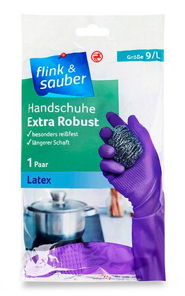 FLINK and SAUBER-Перчатки хозяйственные L Flink&Sauber Extra Robust 1 пара-4305615946665