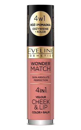 EVELINE-Рідка помада-рум'яна Wonder Match  4в1 Velour Cheek&Lip  NR01 4,5 мл-5903416048589-