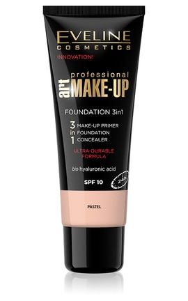 EVELINE-Ультрастійкий тональний крем Eveline Cosmetics 3 в 1 Art Professional Make Up SPF-10 пастельний 30 мл-5907609336897-