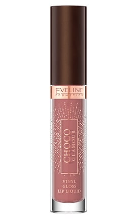 EVELINE-Жидкая виниловая помада для губ Choco Glamour 03 Toffee Coffee 4.5 мл-5903416058908-