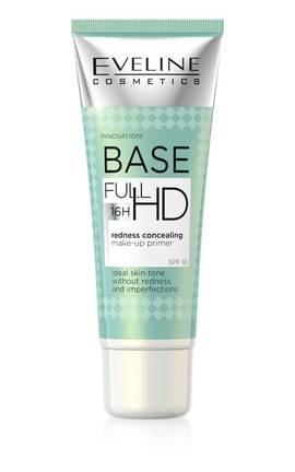 EVELINE-База под макияж Eveline Cosmetics Base Full HD SPF-10 Маскирующее покраснение 30 мл-5901761956757-