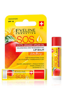EVELINE-Бальзам для губ Eveline Cosmetics Sos 100% organic argan oil поживно-відновлюючий 1 шт-5903416017042-