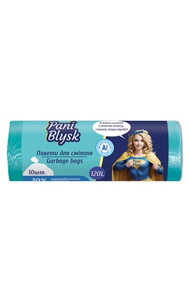 Pani Blysk-Пакети для сміття Pani Blysk  120л/10шт-4823071661187-