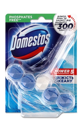 DOMESTOS-Блок для очистки унитаза Domestos Power 5 Свежесть океана 55 г-8720182799425-