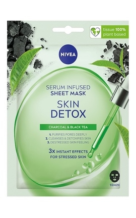 NIVEA-Черная тканевая маска Nivea Skin Detox очищение обогащенная сывороткой 1 шт-9005800374130-