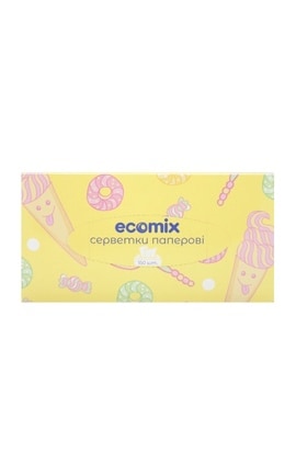 ECOMIX-Серветки косметичні Ecomix паперові 150 шт-4823077401350-