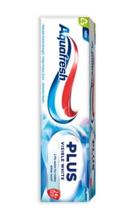 AQUAFRESH-Паста зубна Visible white Plus Aquafresh з фтором 75 мл-5054563010360-