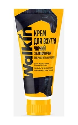 Крем в тубе Walkin с поролоновым аппликатором для обуви из гладкой кожи Черный 75 мл -4820184442061-