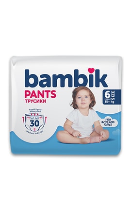BAMBIK-Подгузники-трусики детские Bambik одноразовые размер 6 15+ кг, 30шт-4823071652536-