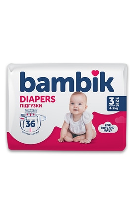 BAMBIK-Подгузники детские Bambik одноразовые Medium размер 3 MIDI (4-9 кг)-4823071652284-